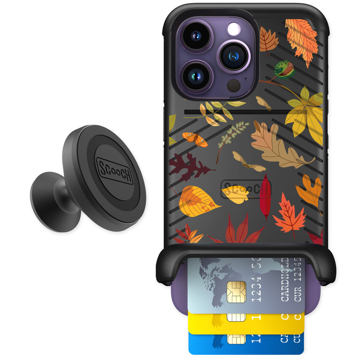 Scooch Wingmate Autumn Leaves for iPhone 14 Pro — Starter Bundle
