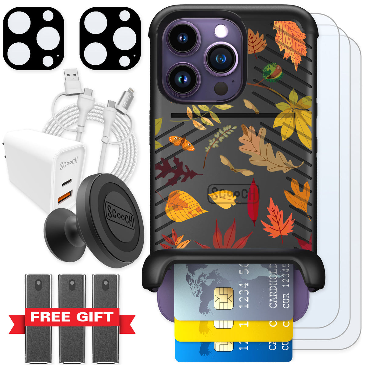 Scooch Wingmate Autumn Leaves for iPhone 14 Pro — Ultimate Bundle