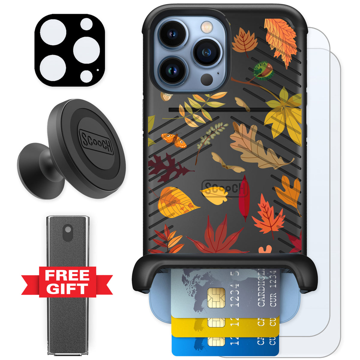 Scooch Wingmate Autumn Leaves for iPhone 13 Pro Max — Defender Bundle