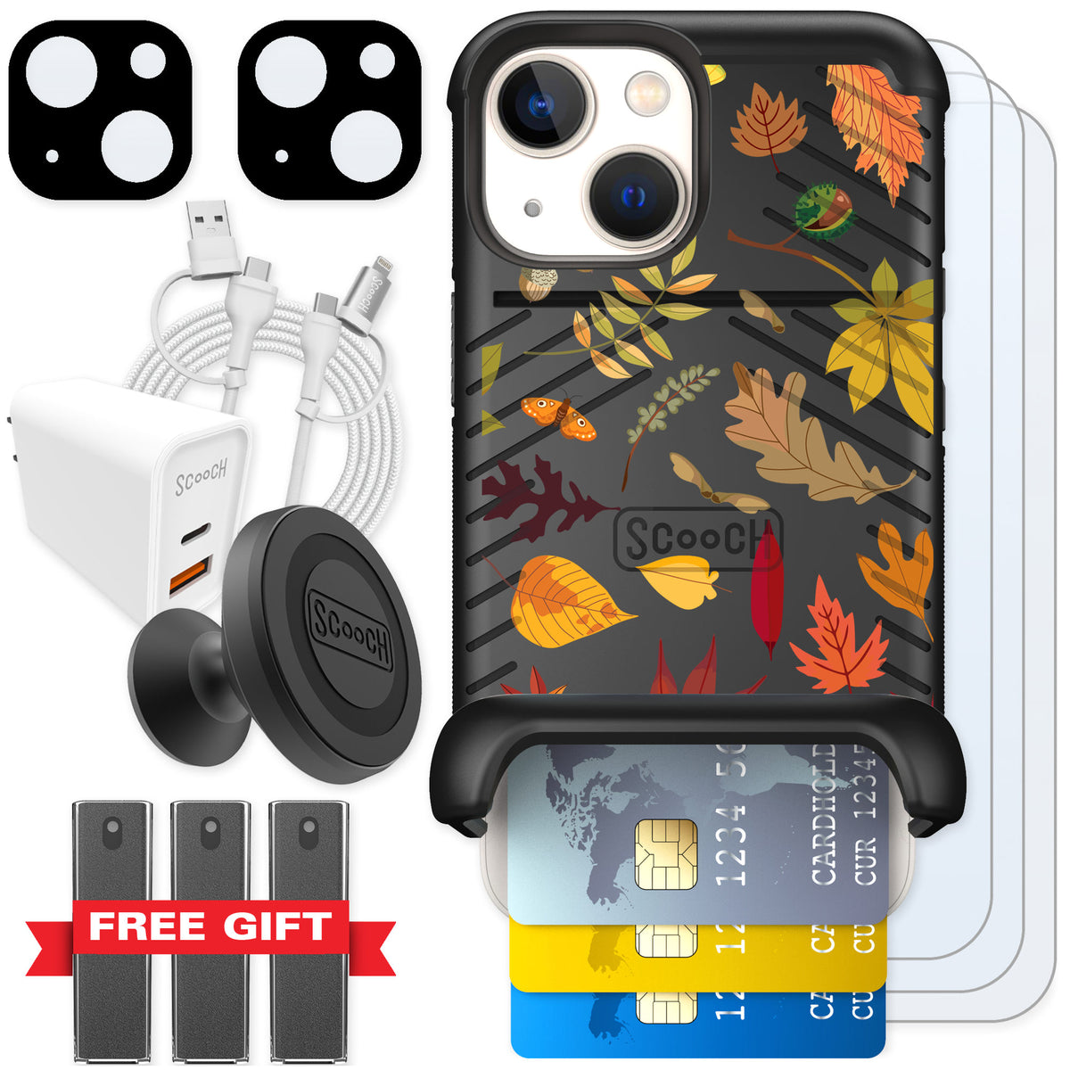 Scooch Wingmate Autumn Leaves for iPhone 13 mini — Ultimate Bundle