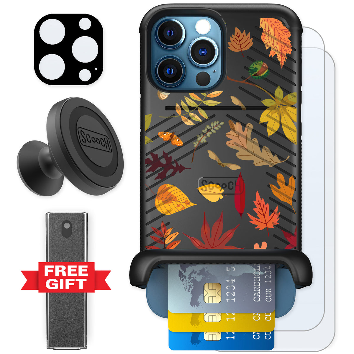 Scooch Wingmate Autumn Leaves for iPhone 12 Pro — Defender Bundle