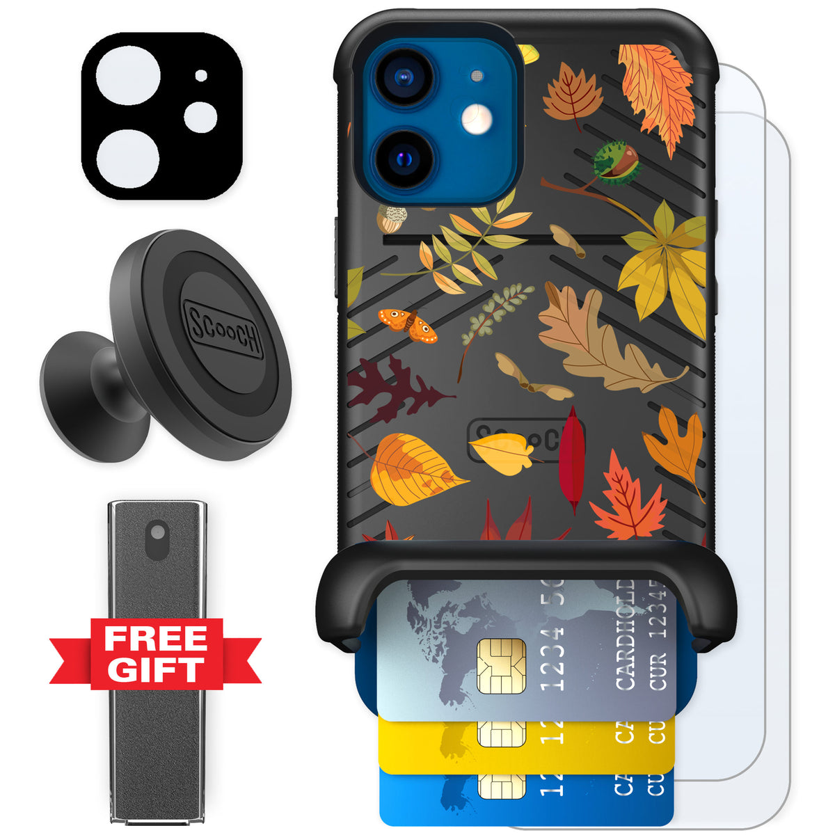 Scooch Wingmate Autumn Leaves for iPhone 12 mini — Defender Bundle