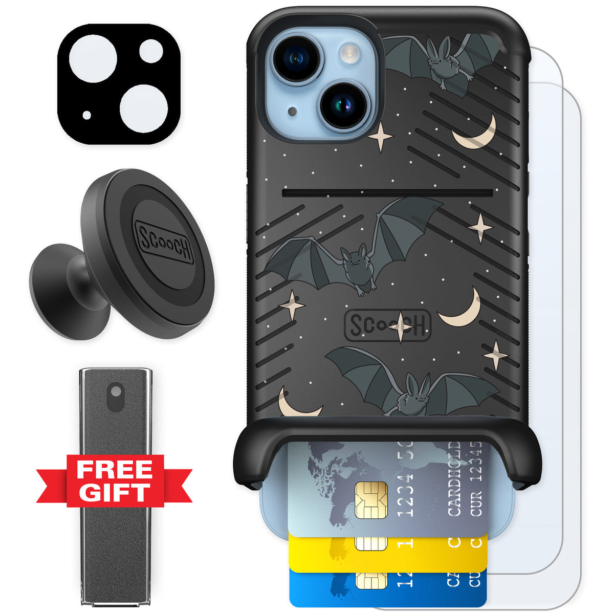 Scooch Wingmate Batty Skies for iPhone 14 — Defender Bundle