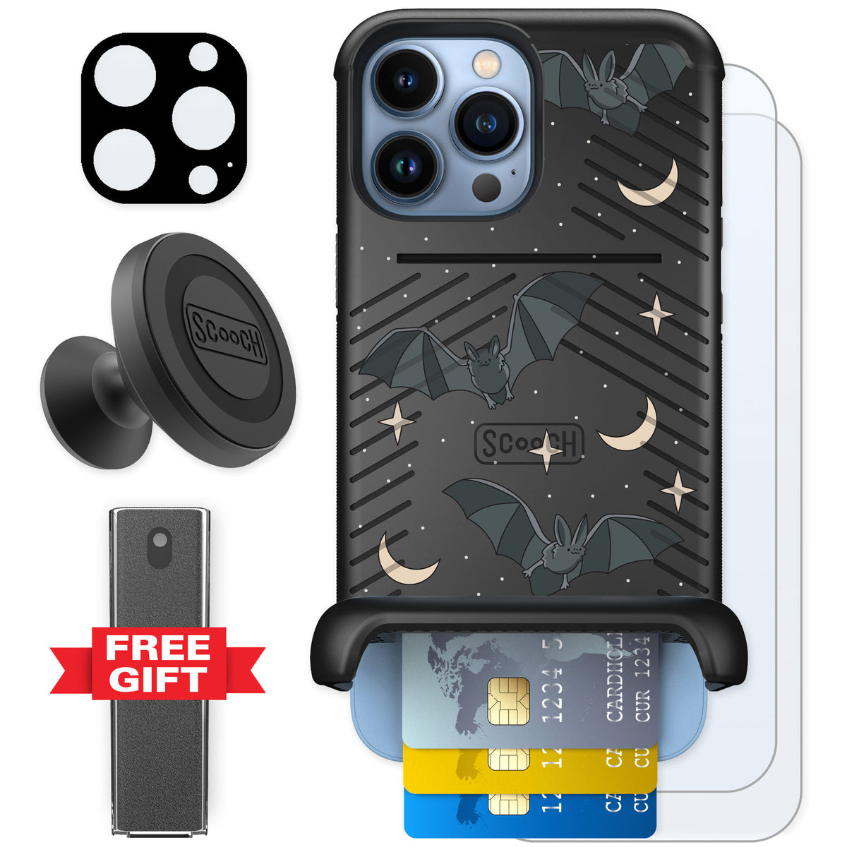 Scooch Wingmate Batty Skies for iPhone 13 Pro Max — Defender Bundle