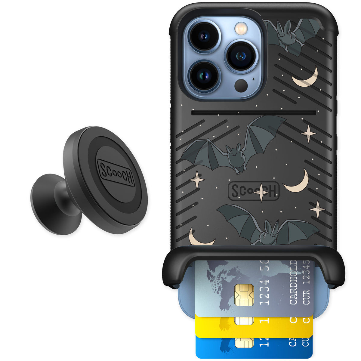 Scooch Wingmate Batty Skies for iPhone 13 Pro — Starter Bundle