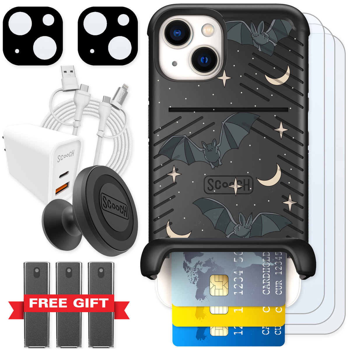 Scooch Wingmate Batty Skies for iPhone 13 — Ultimate Bundle