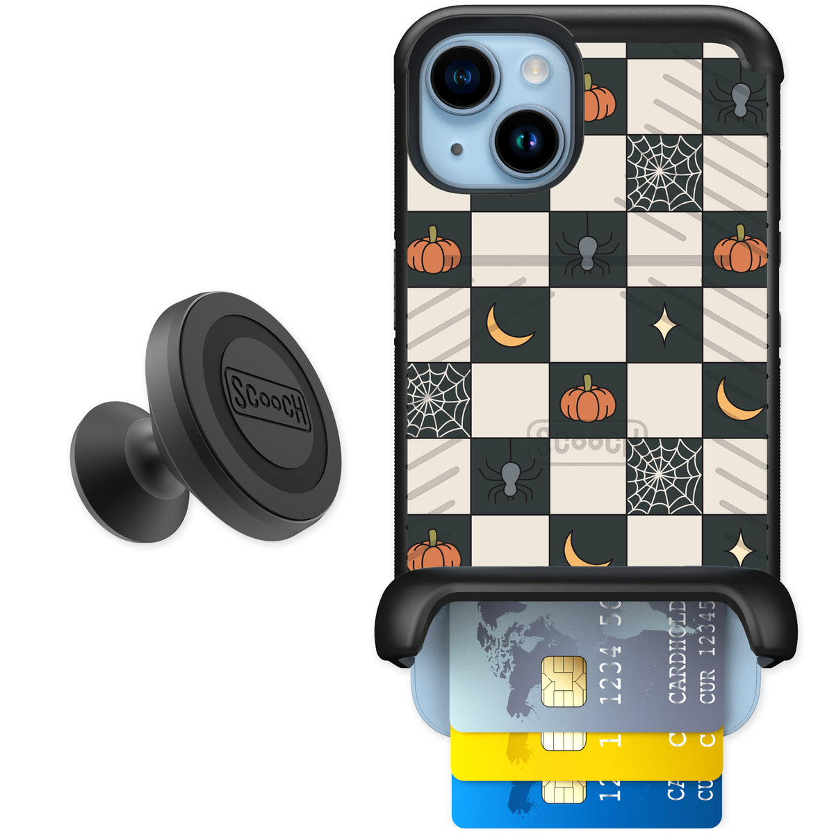 Scooch Wingmate Spooky Squares for iPhone 14 — Starter Bundle