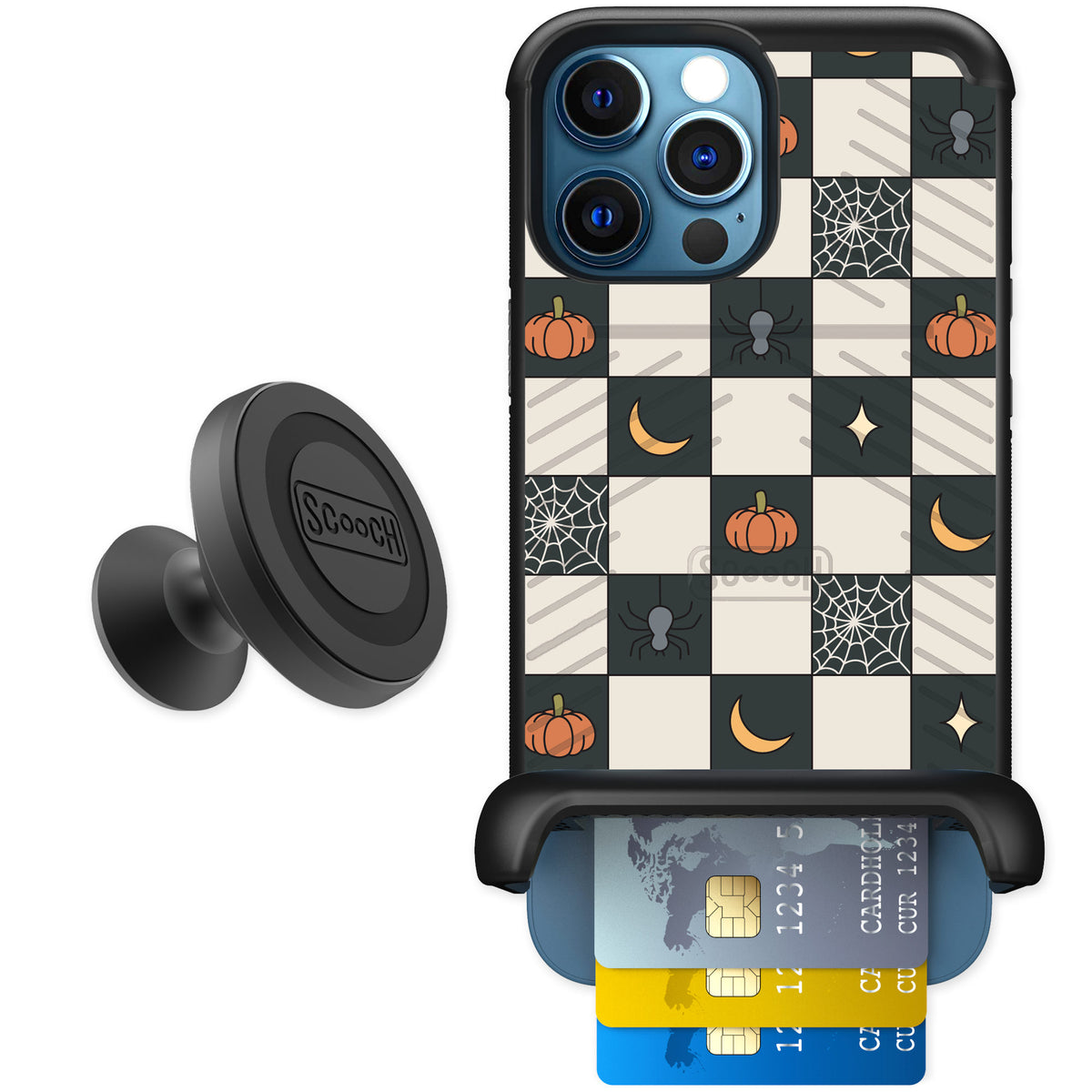 Scooch Wingmate Spooky Squares for iPhone 12 Pro Max — Starter Bundle