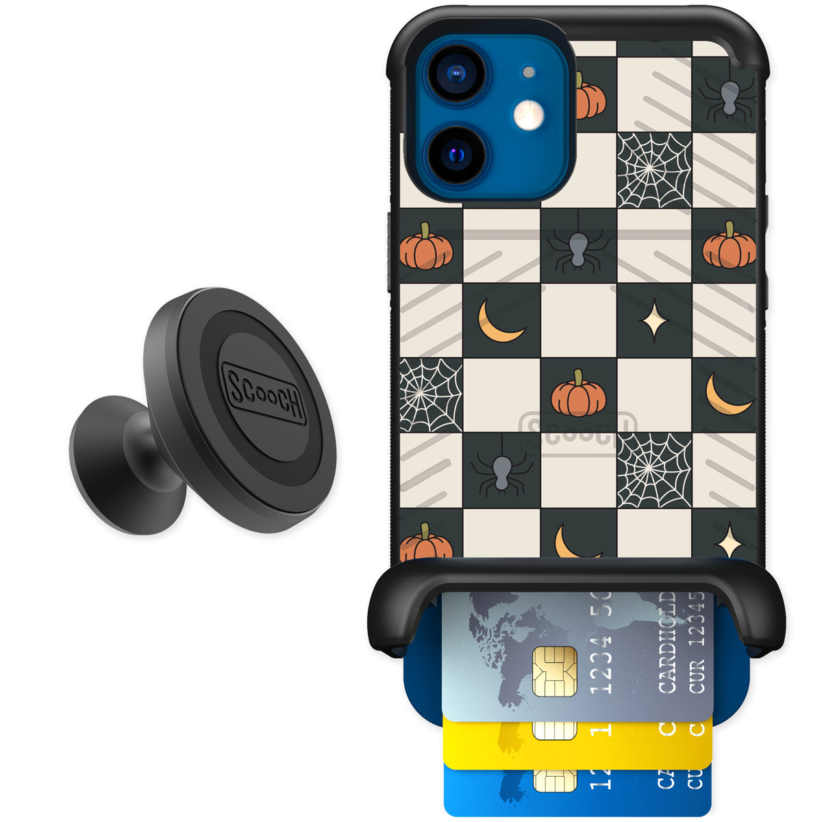 Scooch Wingmate Spooky Squares for iPhone 12 — Starter Bundle
