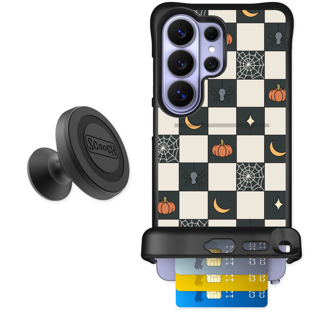 Scooch Wingmate Spooky Squares for Galaxy S26 Ultra — Starter Bundle