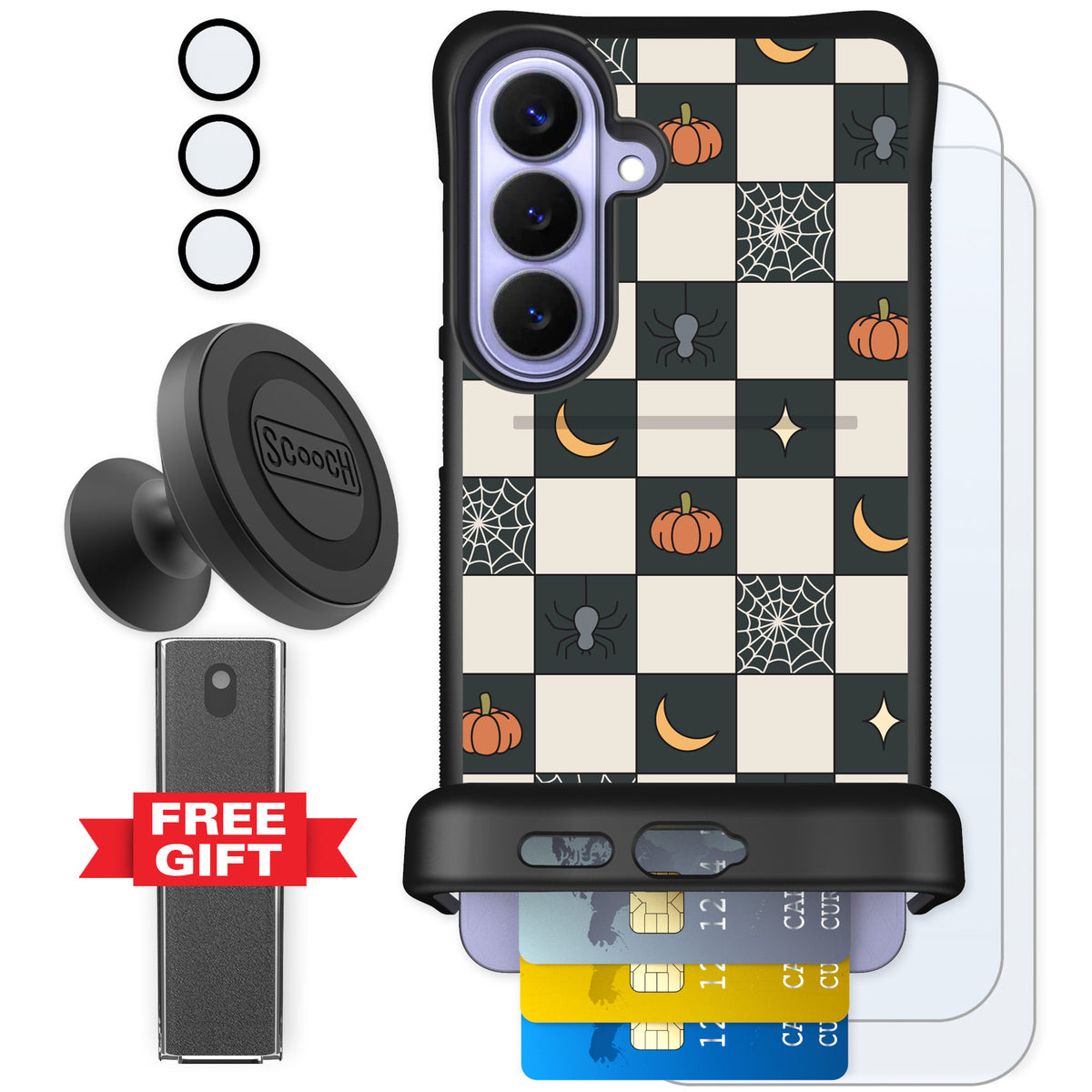 Scooch Wingmate Spooky Squares for Galaxy S26+ — Defender Bundle