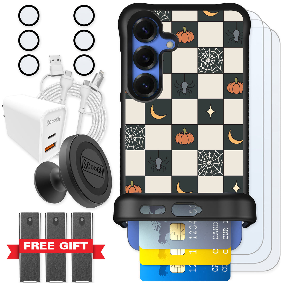 Scooch Wingmate Spooky Squares for Galaxy S25 — Ultimate Bundle