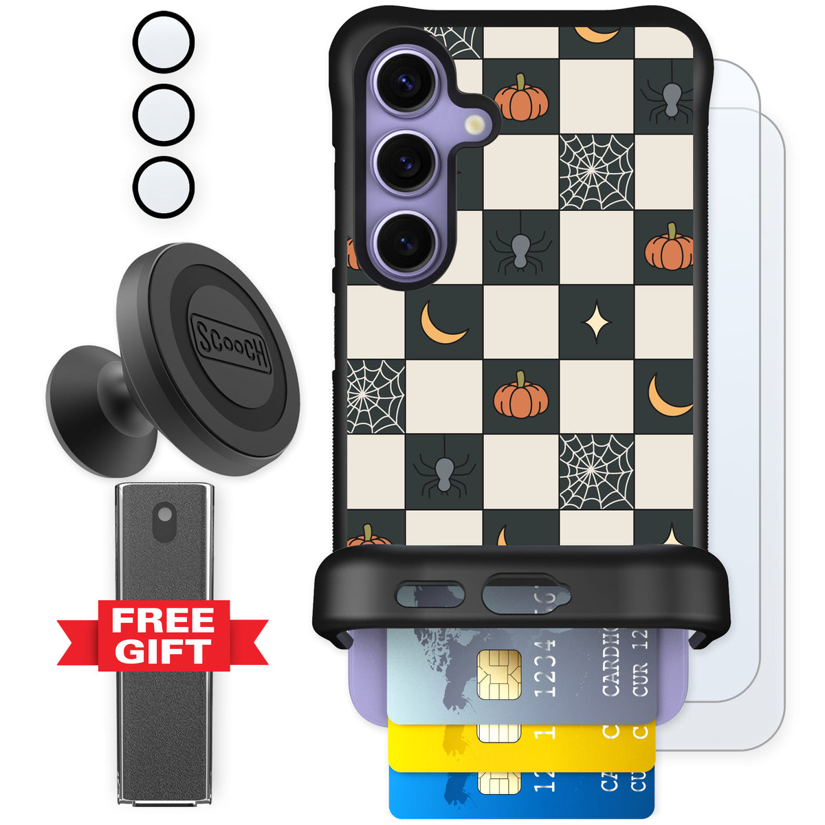 Scooch Wingmate Spooky Squares for Galaxy S24 — Defender Bundle