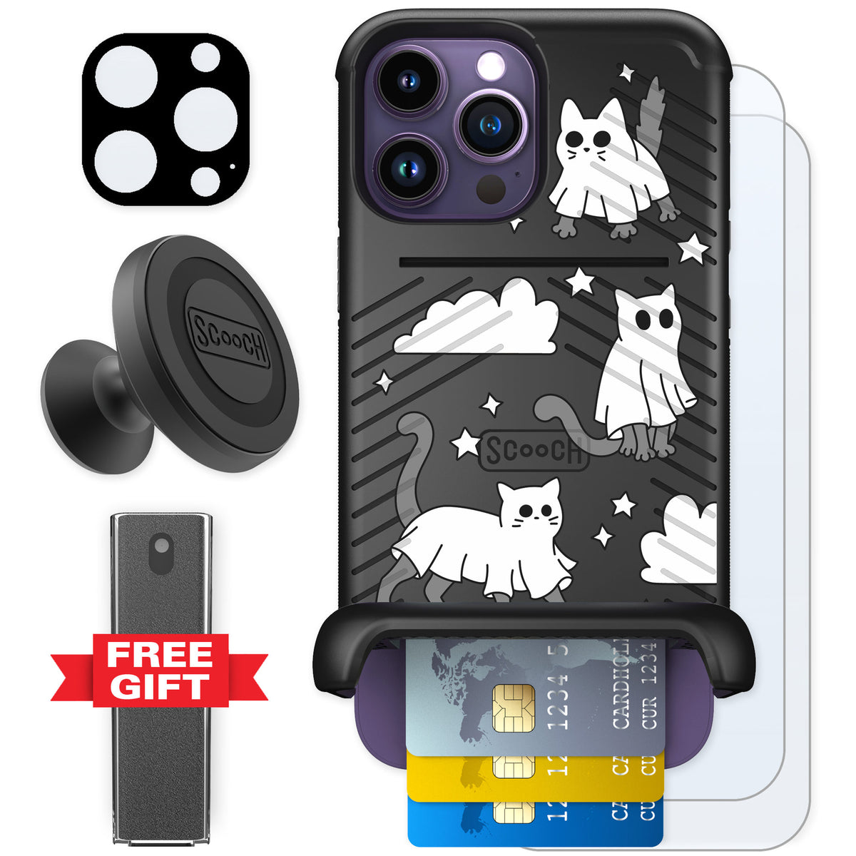 Scooch Wingmate Scaredy Cats for iPhone 14 Pro Max — Defender Bundle