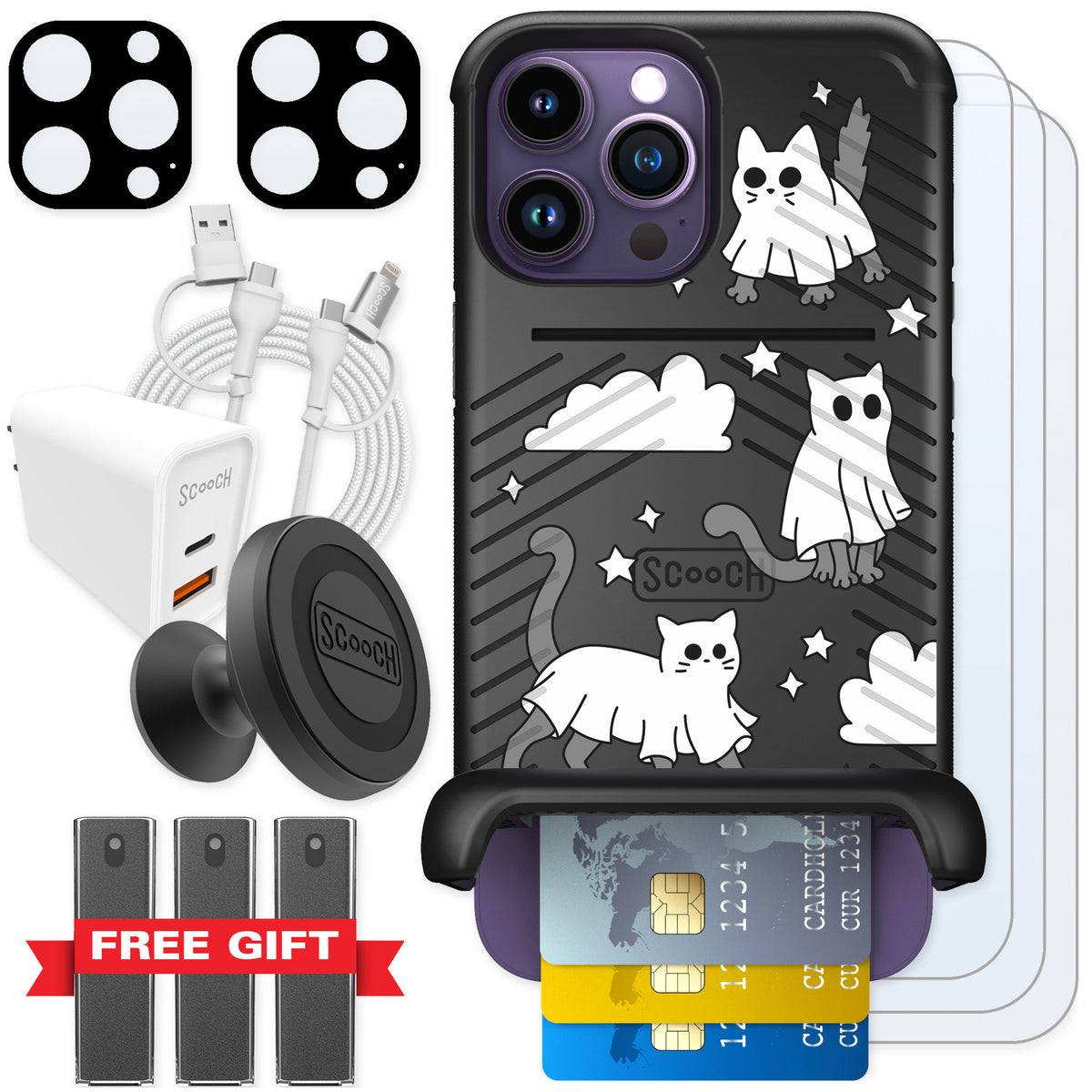 Scooch Wingmate Scaredy Cats for iPhone 14 Pro Max — Ultimate Bundle
