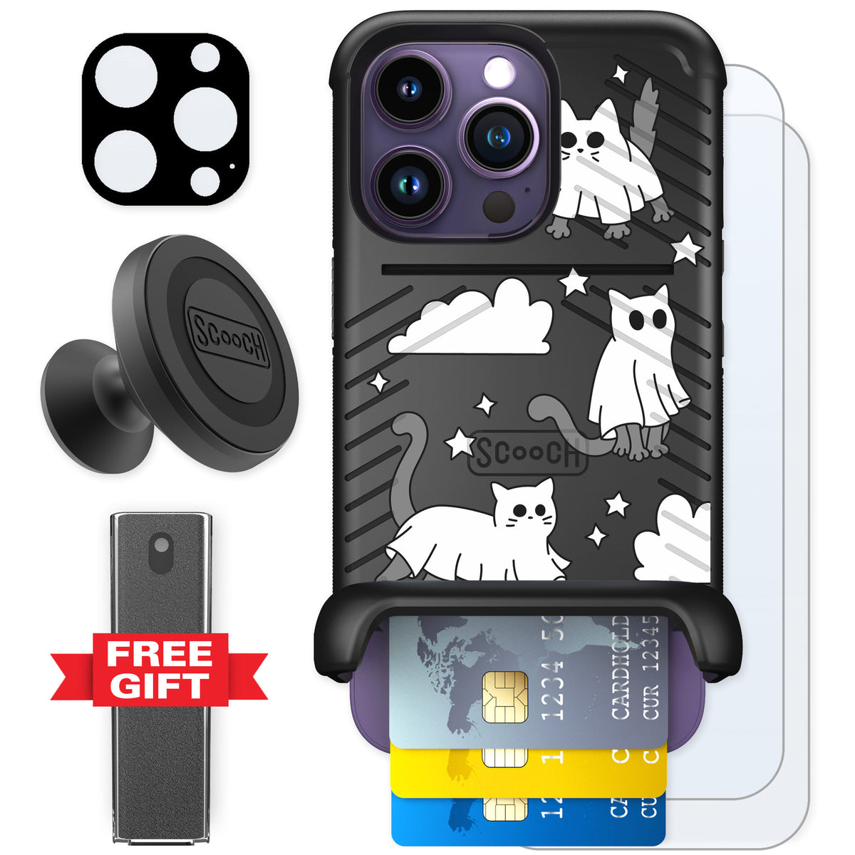 Scooch Wingmate Scaredy Cats for iPhone 14 Pro — Defender Bundle