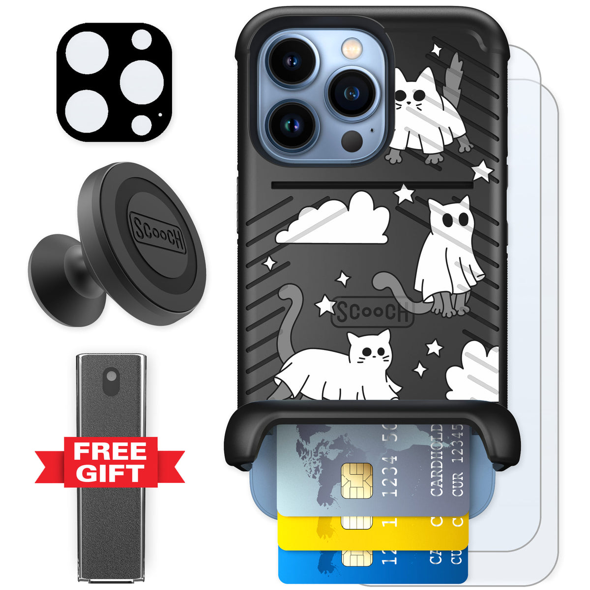 Scooch Wingmate Scaredy Cats for iPhone 13 Pro — Defender Bundle