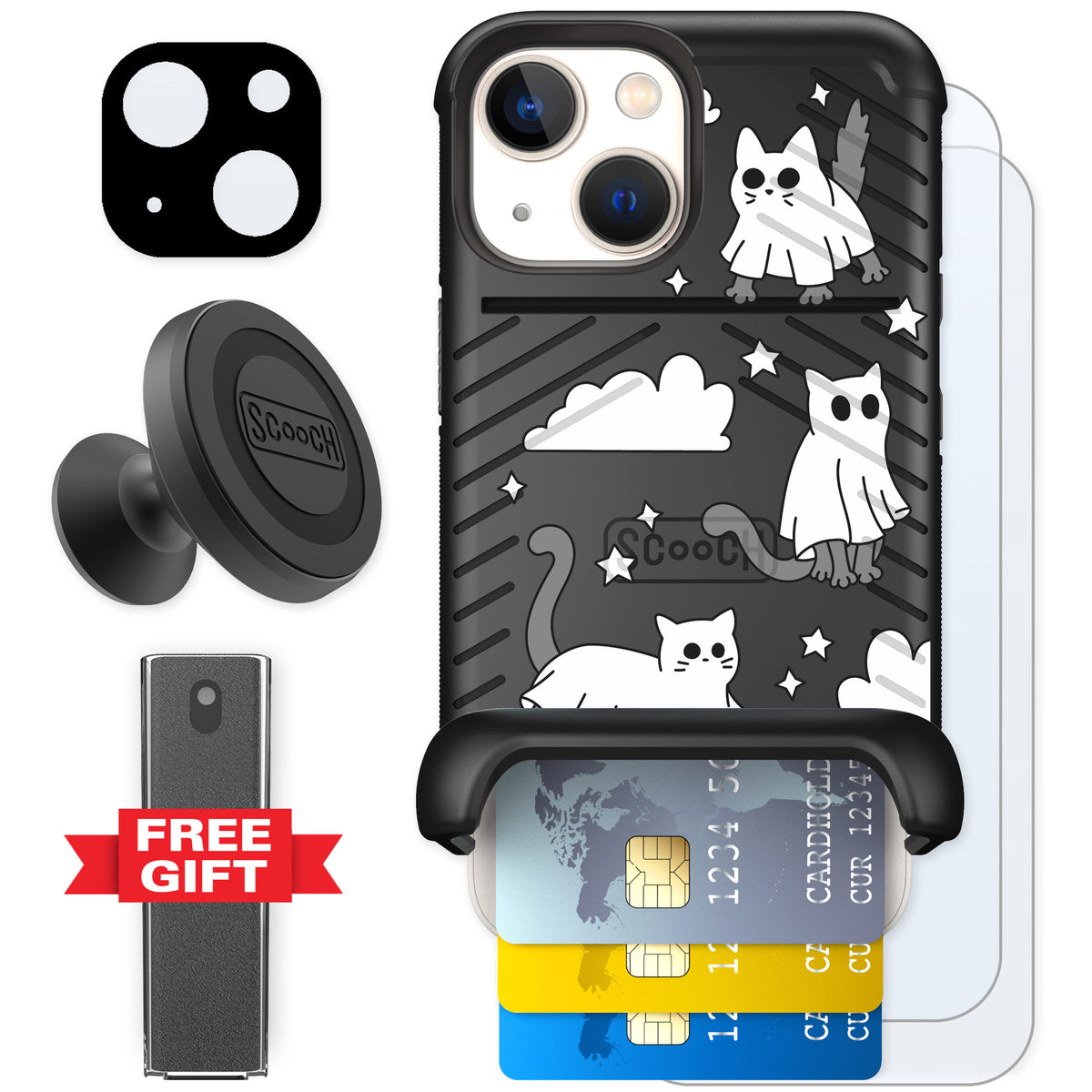 Scooch Wingmate Scaredy Cats for iPhone 13 mini — Defender Bundle