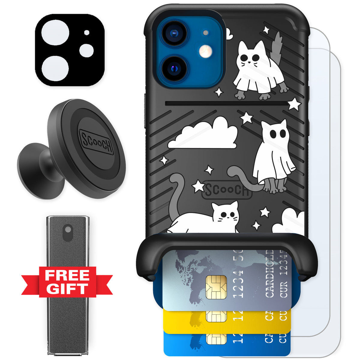 Scooch Wingmate Scaredy Cats for iPhone 12 mini — Defender Bundle