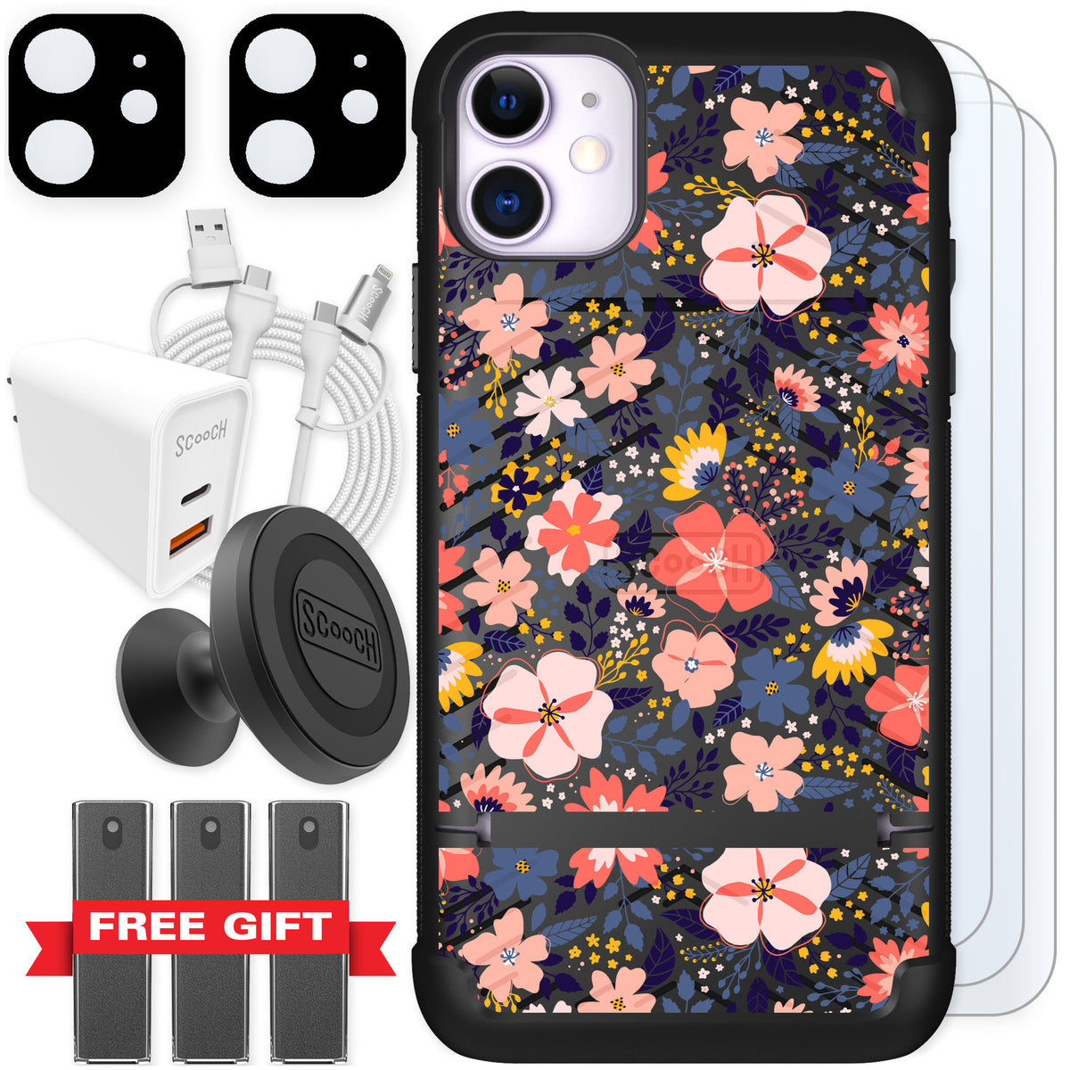 Scooch Wingmate Wildflowers for iPhone 11 — Ultimate Bundle