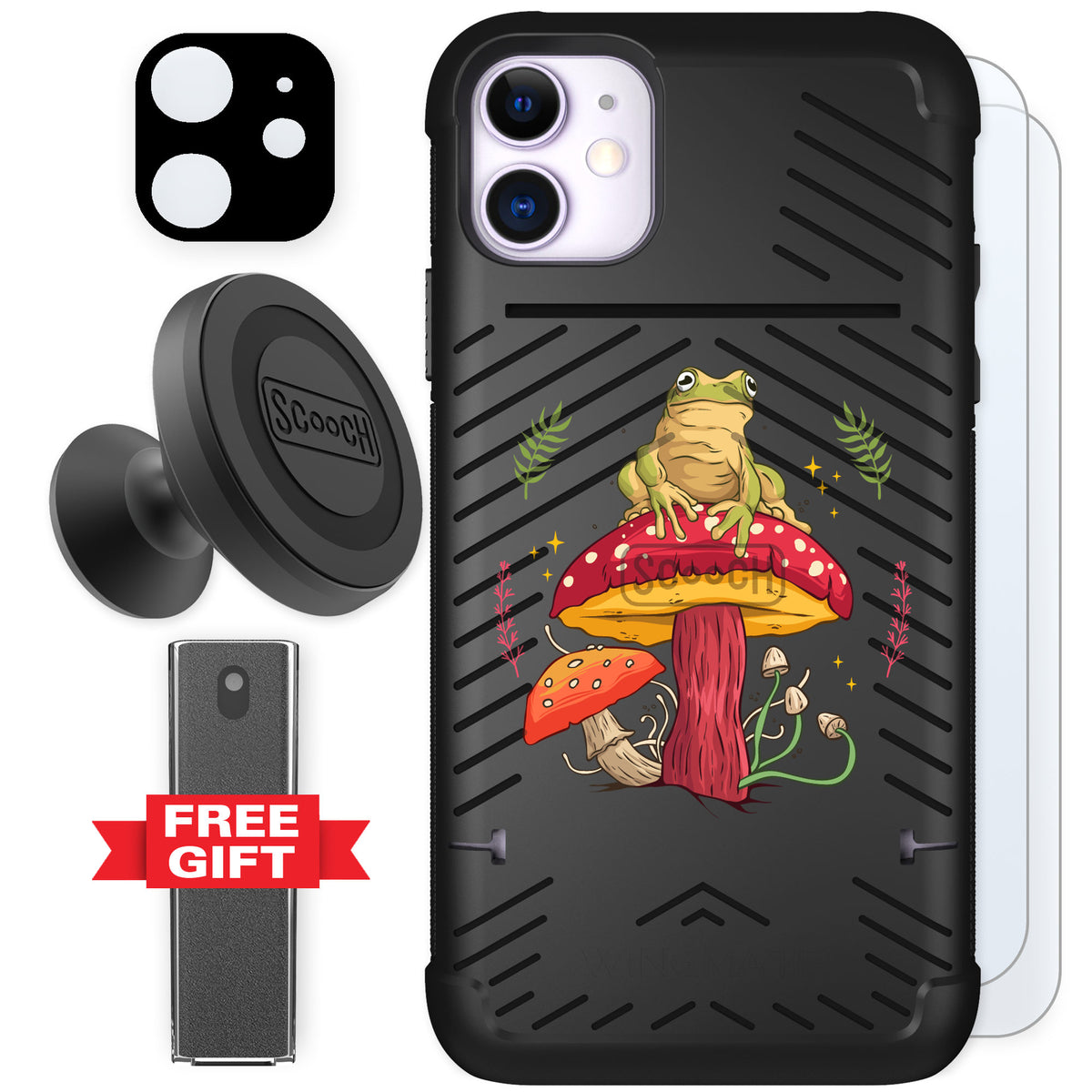 Scooch Wingmate Toadstool Frog for iPhone 11 — Defender Bundle