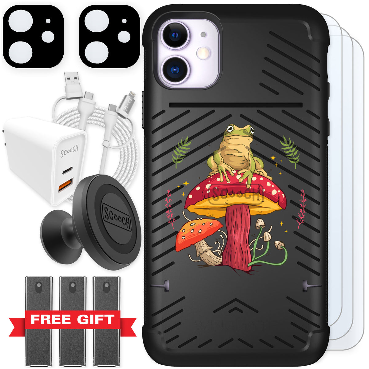 Scooch Wingmate Toadstool Frog for iPhone 11 — Ultimate Bundle