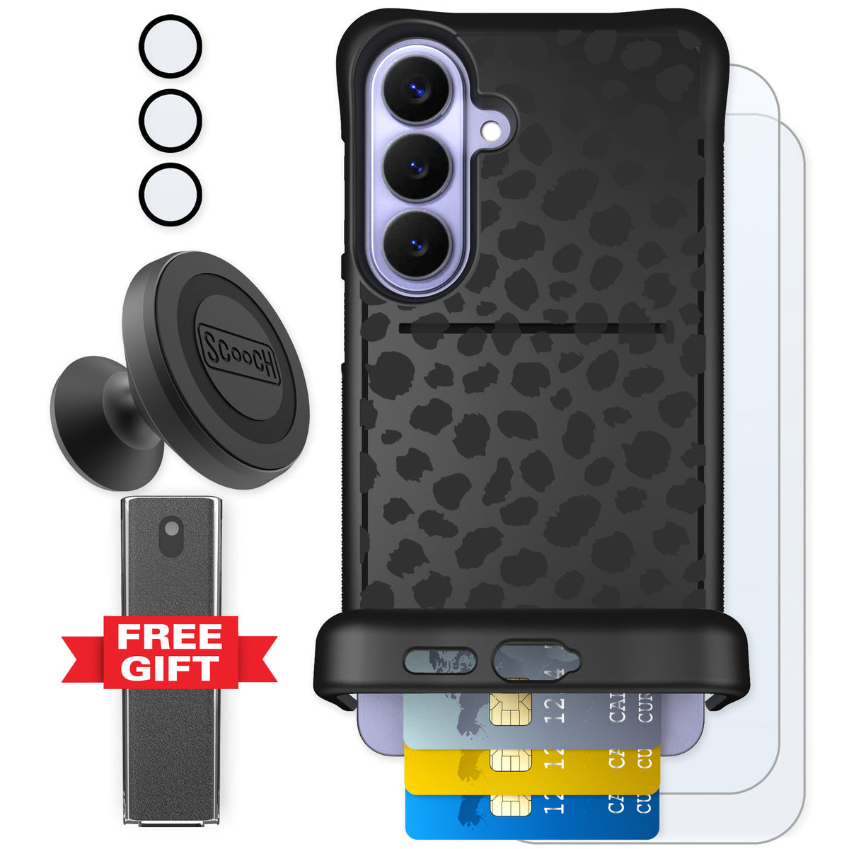 Scooch Wingmate Black Leopard for Galaxy S26+ β Defender Bundle