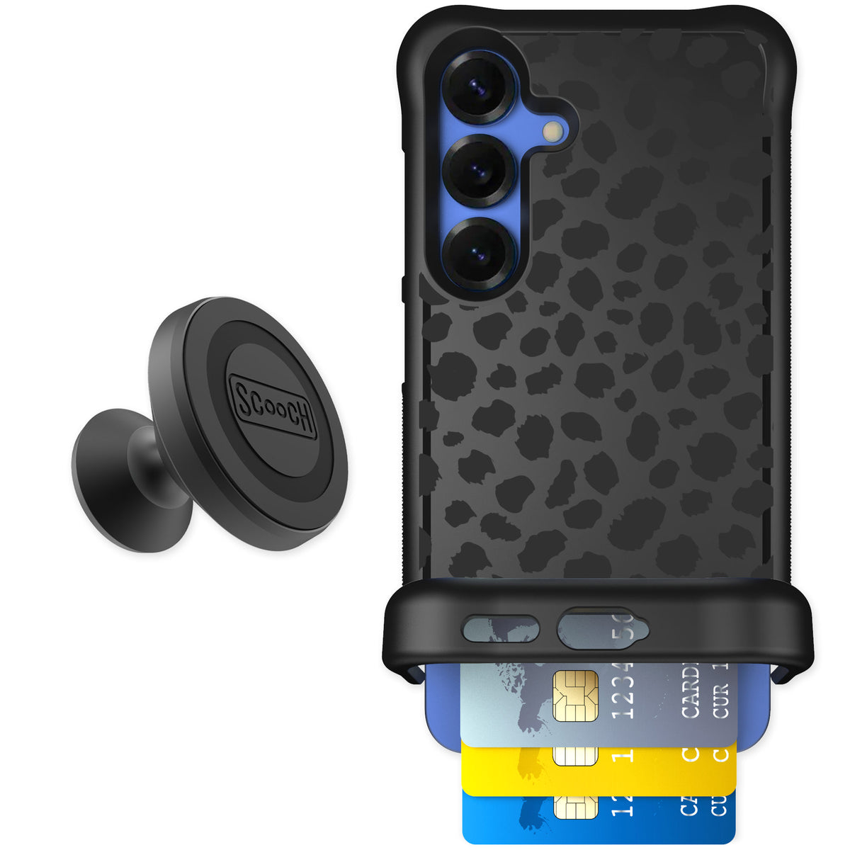 Scooch Wingmate Black Leopard for Galaxy S25 β Starter Bundle