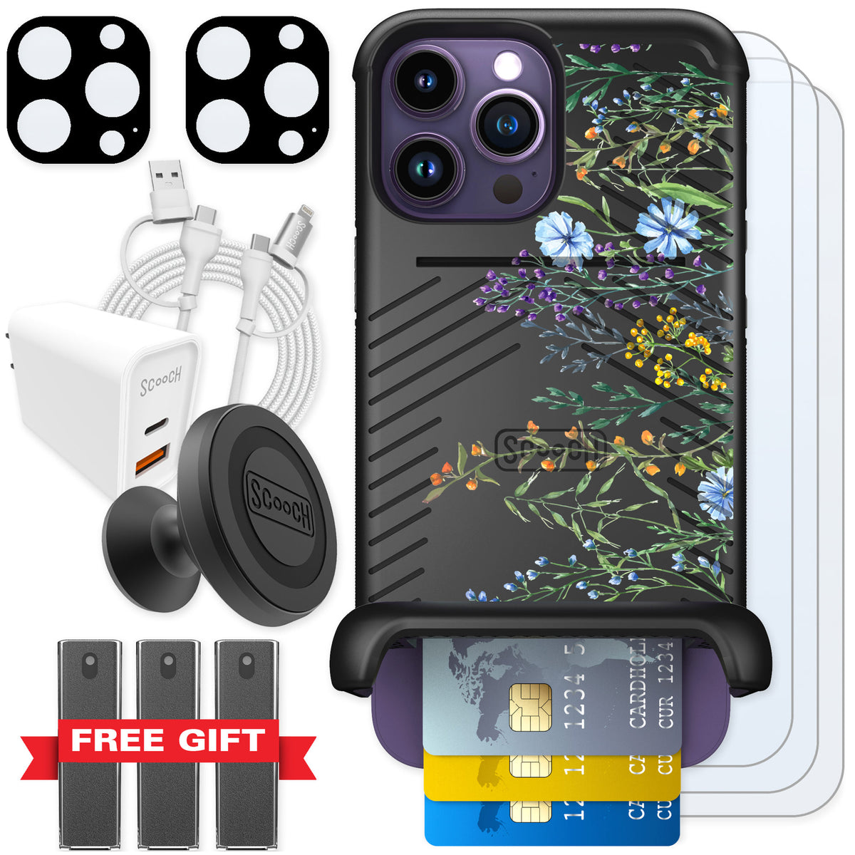Scooch Wingmate Meadow Bloom for iPhone 14 Pro Max β Ultimate Bundle
