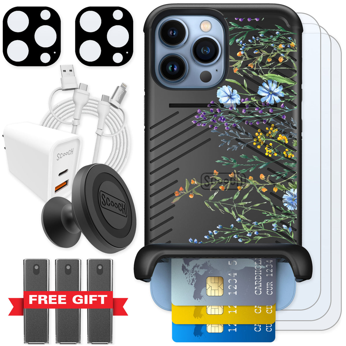 Scooch Wingmate Meadow Bloom for iPhone 13 Pro Max β Ultimate Bundle