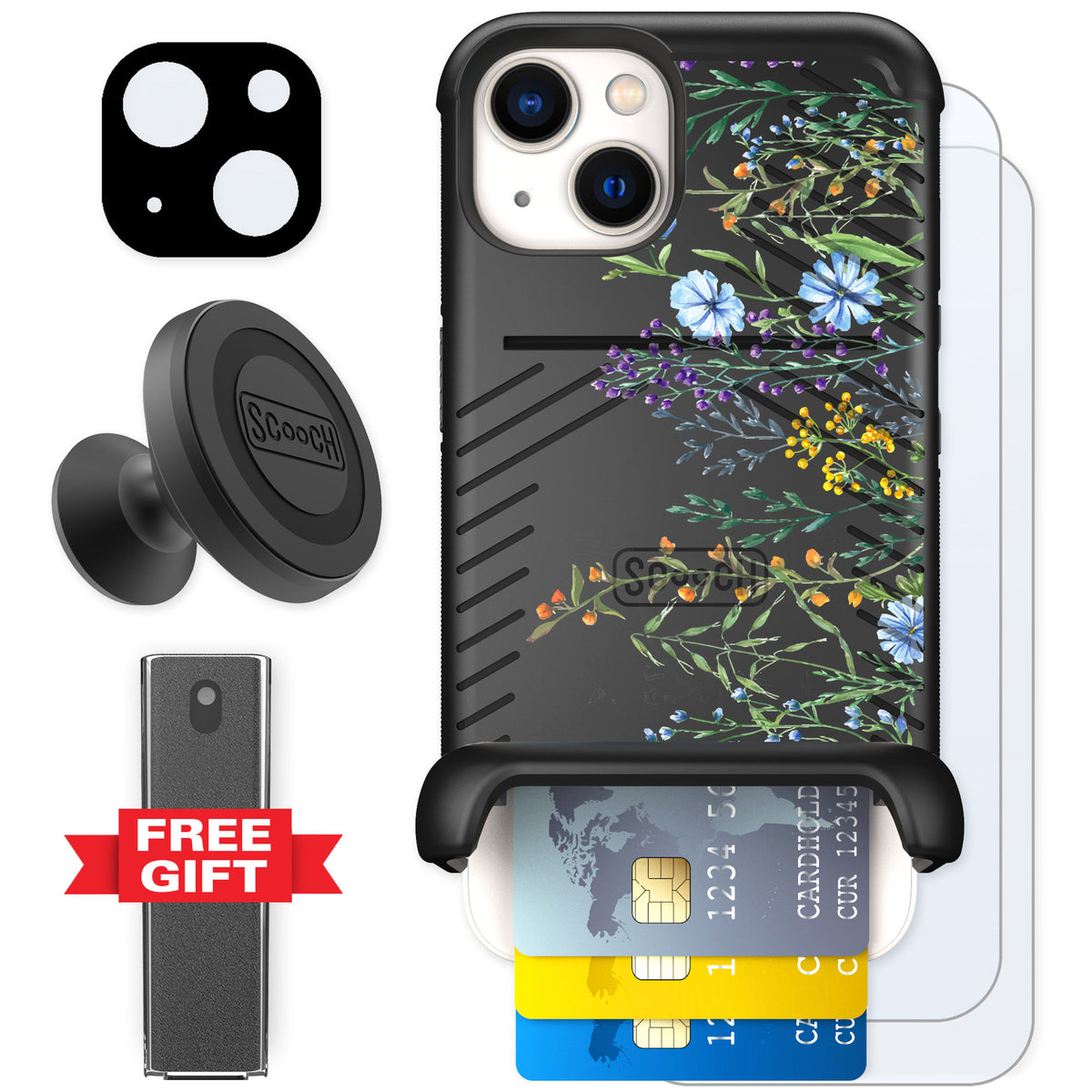 Scooch Wingmate Meadow Bloom for iPhone 13 β Defender Bundle