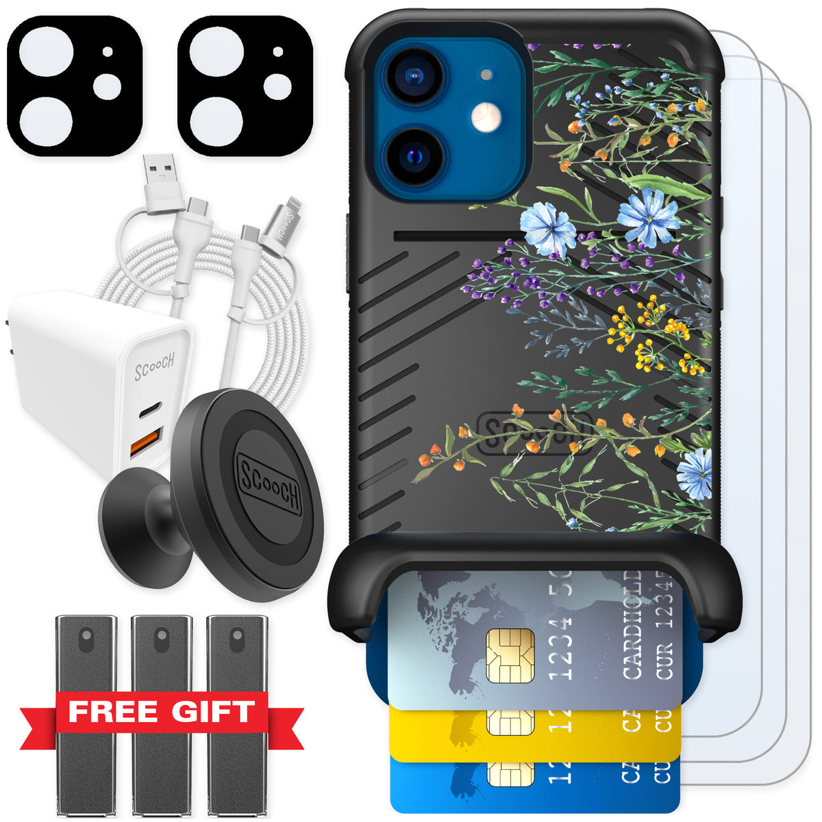 Scooch Wingmate Meadow Bloom for iPhone 12 mini β Ultimate Bundle