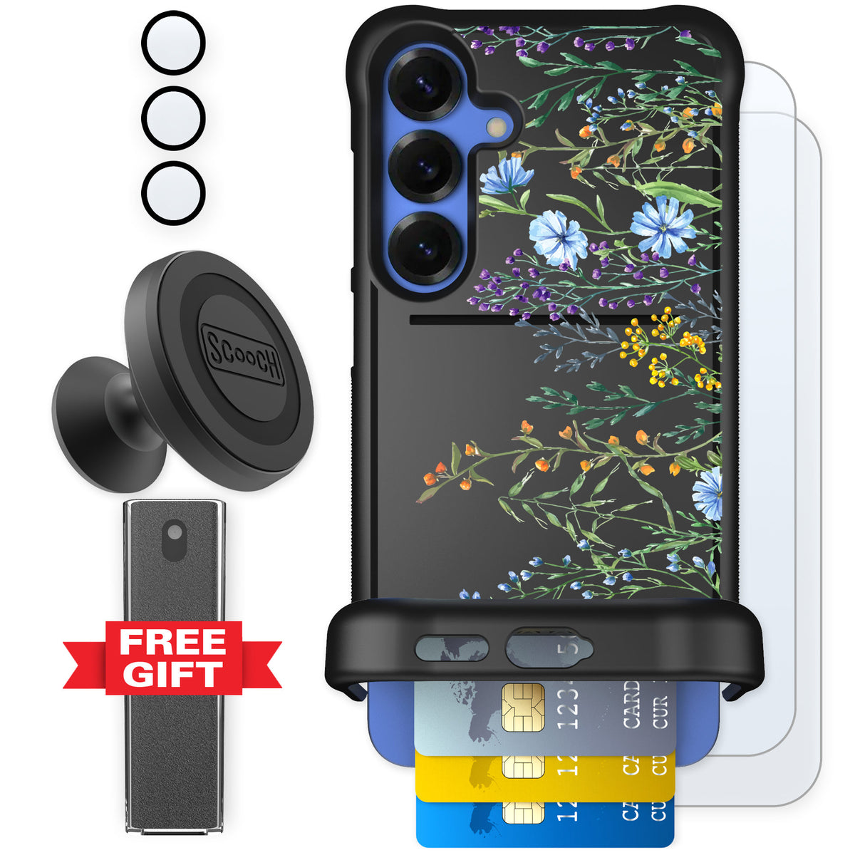 Scooch Wingmate Meadow Bloom for Galaxy S25+ β Defender Bundle