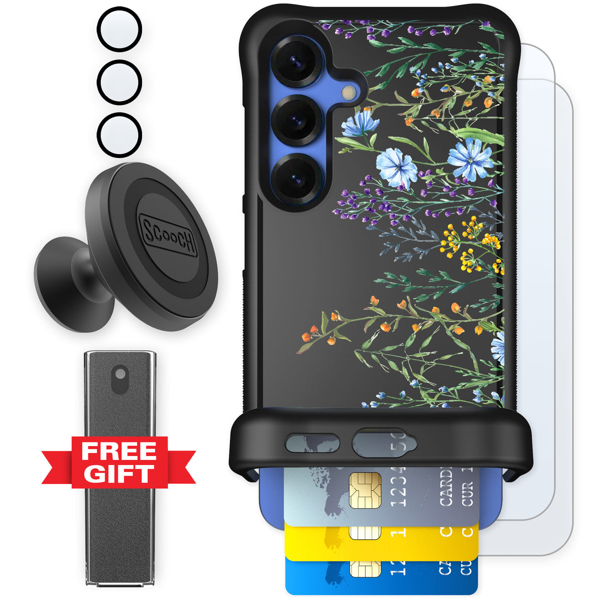 Scooch Wingmate Meadow Bloom for Galaxy S25 β Defender Bundle