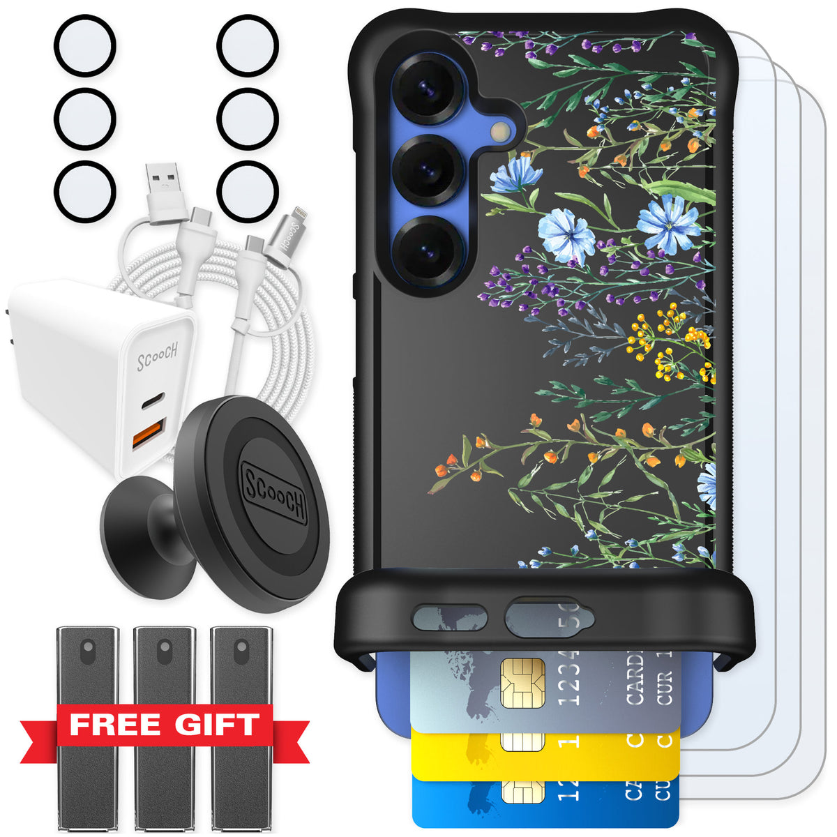 Scooch Wingmate Meadow Bloom for Galaxy S25 β Ultimate Bundle