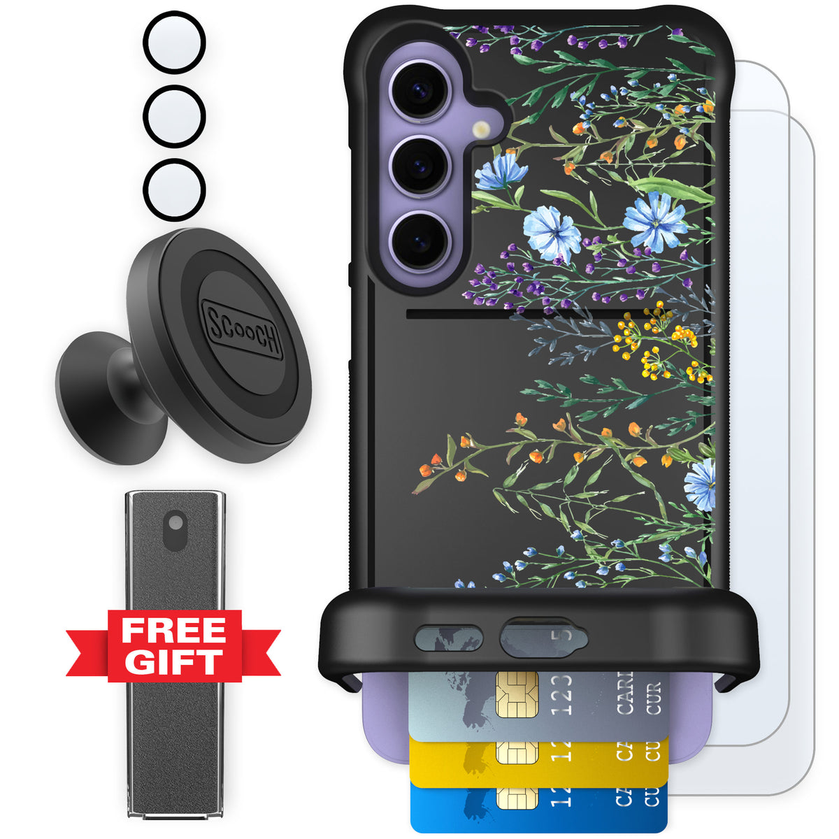 Scooch Wingmate Meadow Bloom for Galaxy S24+ β Defender Bundle