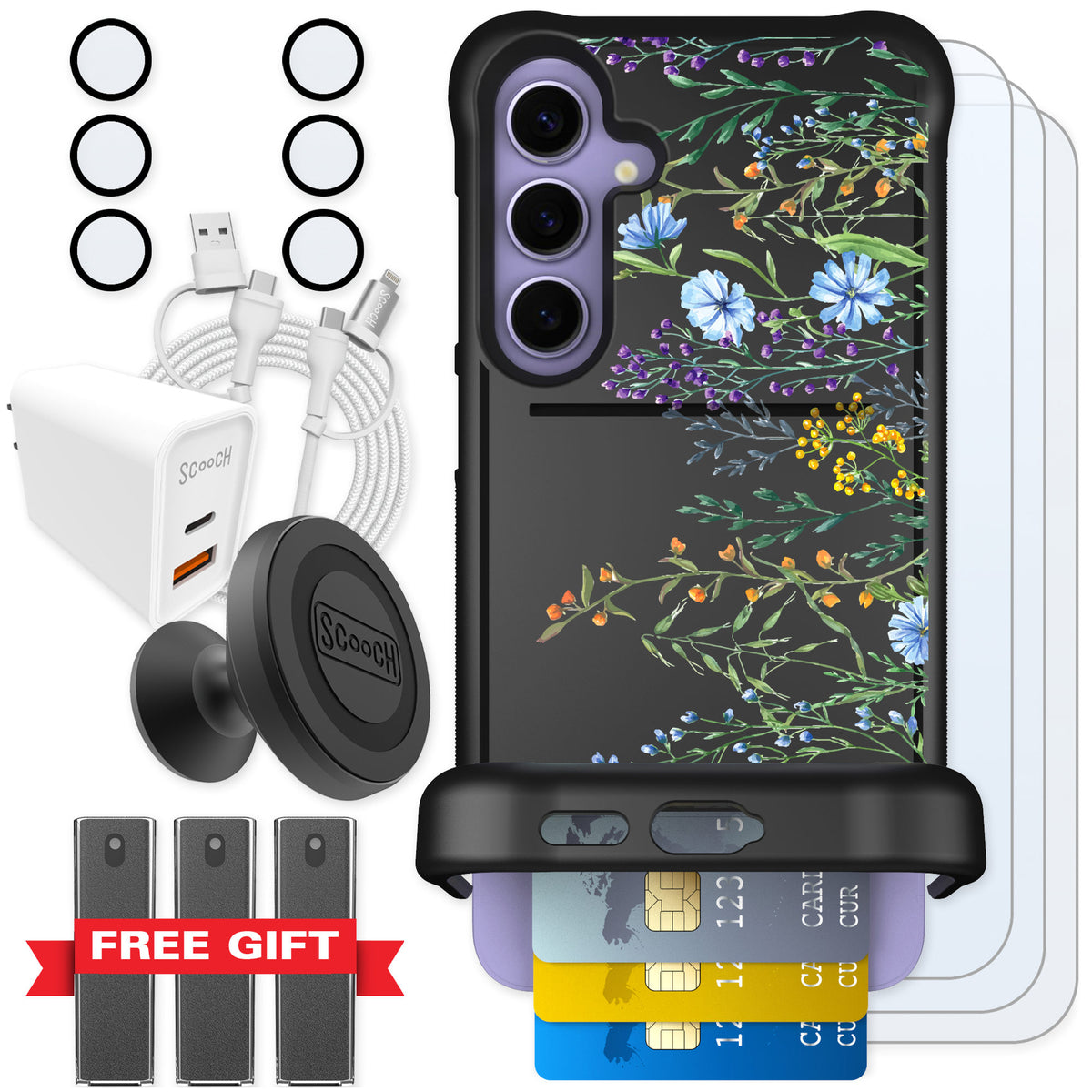Scooch Wingmate Meadow Bloom for Galaxy S24+ β Ultimate Bundle