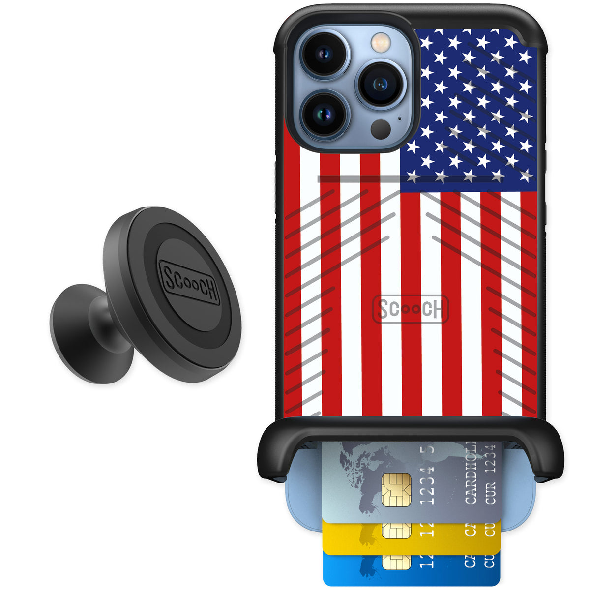Scooch Wingmate Stars And Stripes for iPhone 13 Pro Max β Starter Bundle