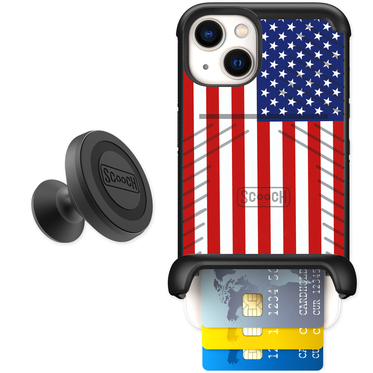 Scooch Wingmate Stars And Stripes for iPhone 13 β Starter Bundle