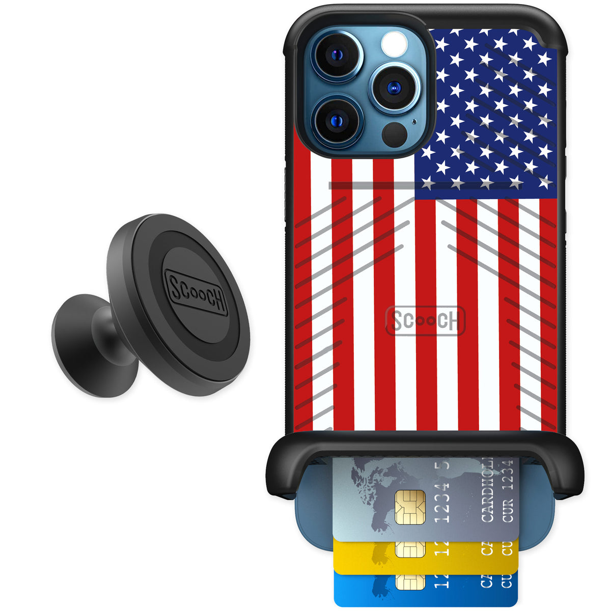 Scooch Wingmate Stars And Stripes for iPhone 12 Pro β Starter Bundle