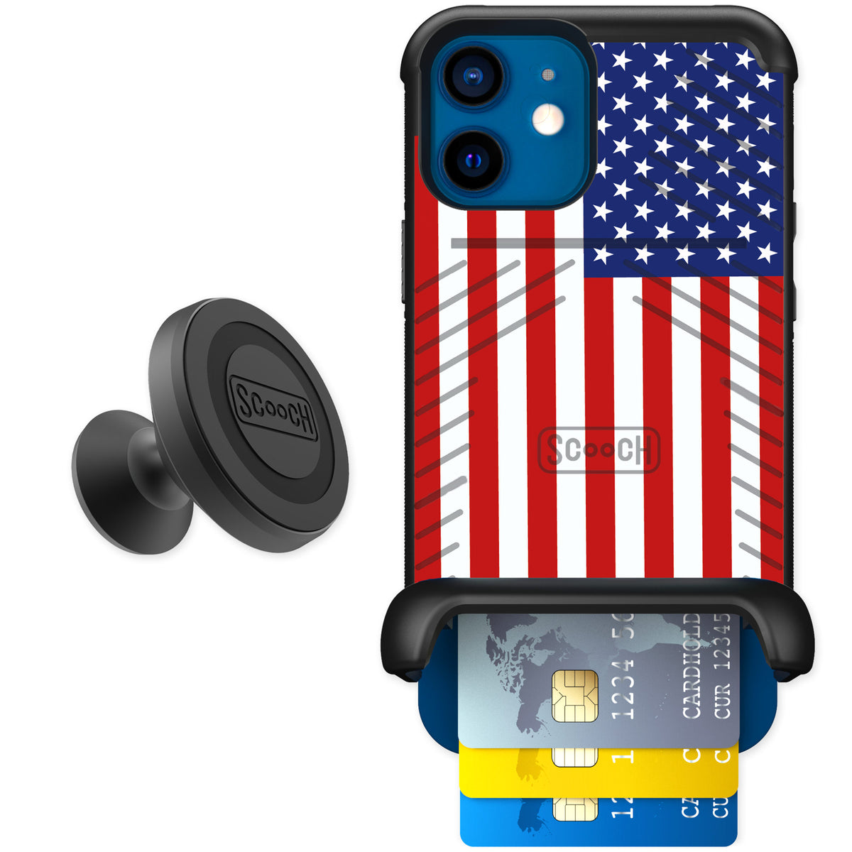 Scooch Wingmate Stars And Stripes for iPhone 12 β Starter Bundle