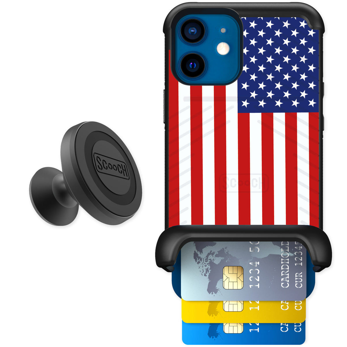 Scooch Wingmate Stars And Stripes for iPhone 12 mini β Starter Bundle