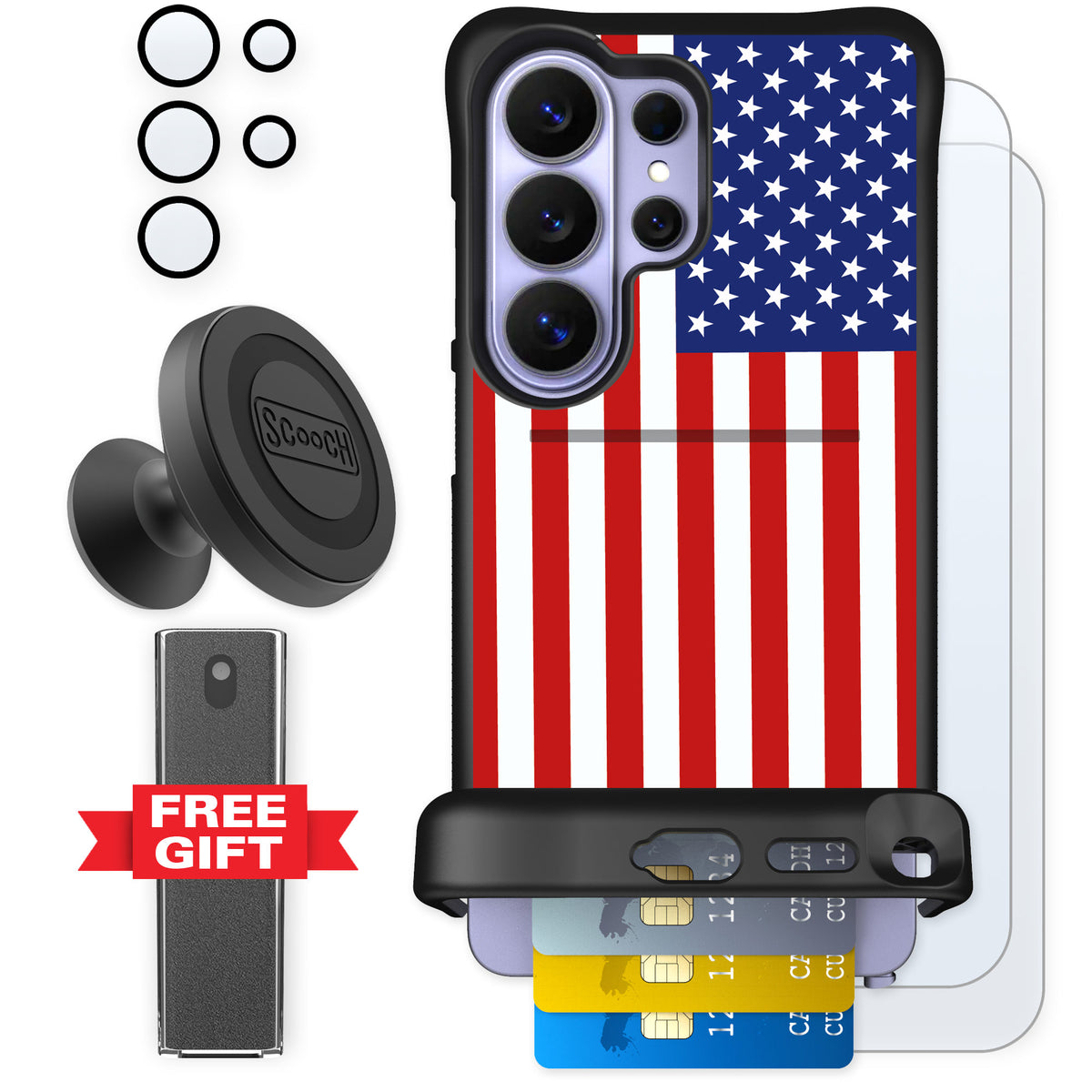 Scooch Wingmate Stars And Stripes for Galaxy S26 Ultra β Defender Bundle