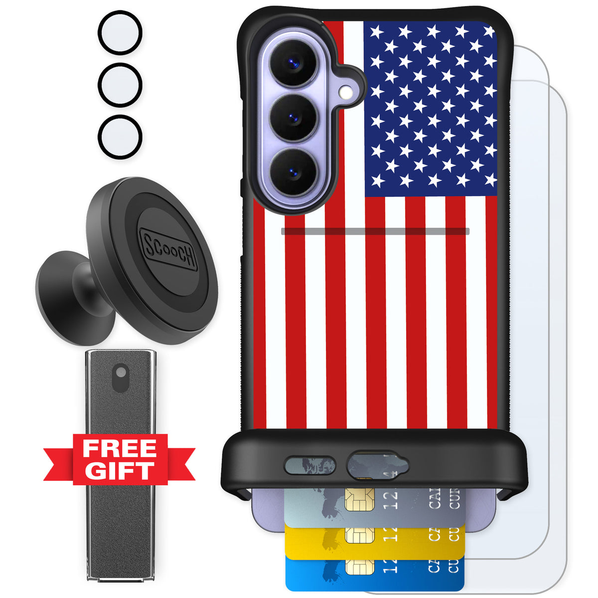 Scooch Wingmate Stars And Stripes for Galaxy S26+ β Defender Bundle