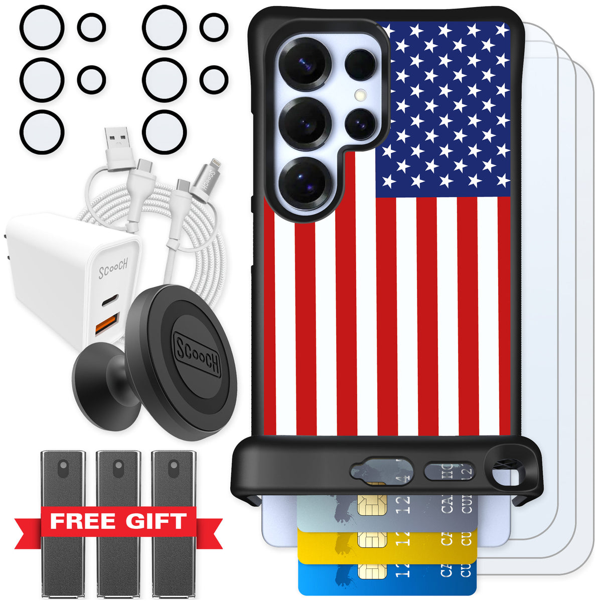 Scooch Wingmate Stars And Stripes for Galaxy S25 Ultra β Ultimate Bundle