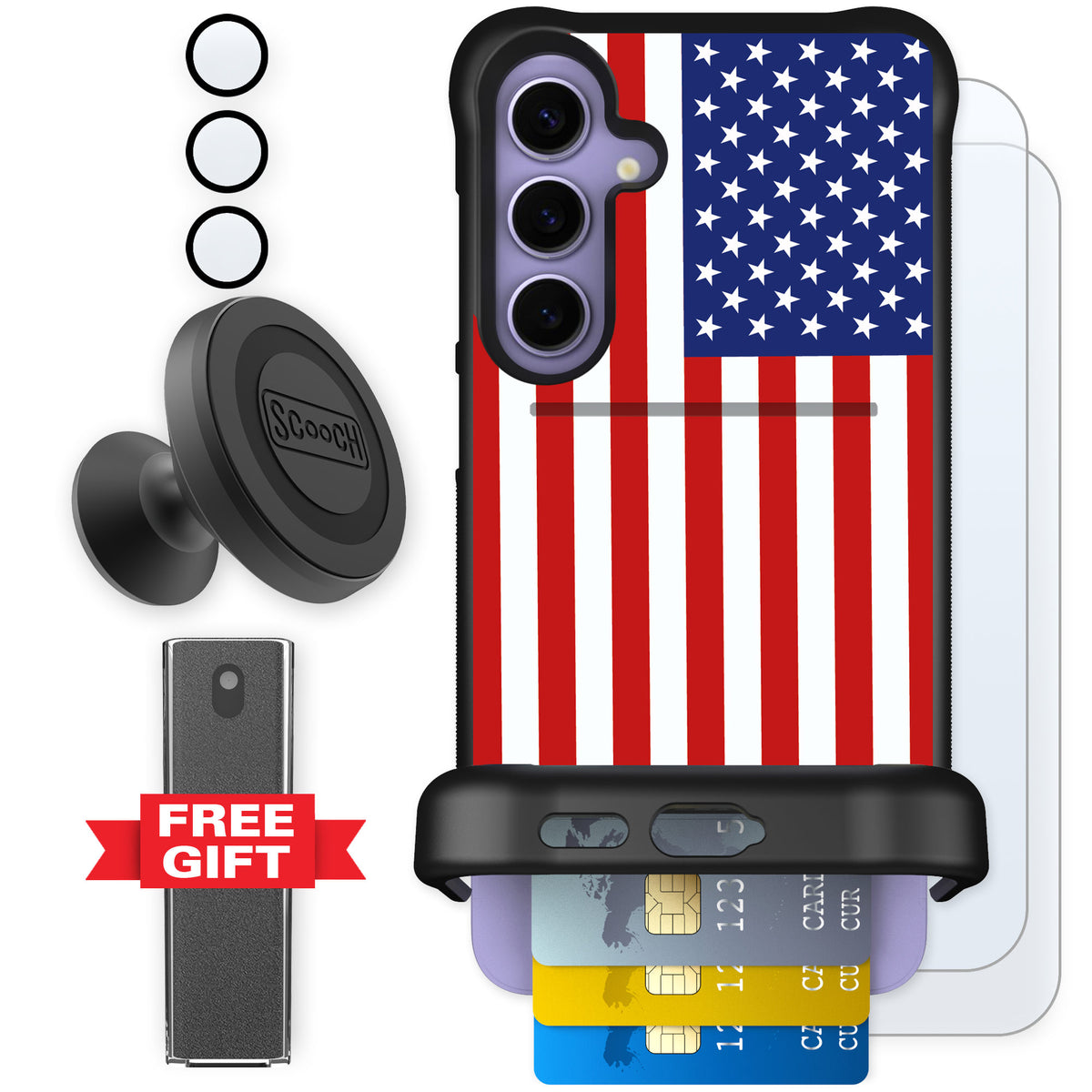 Scooch Wingmate Stars And Stripes for Galaxy S24+ β Defender Bundle