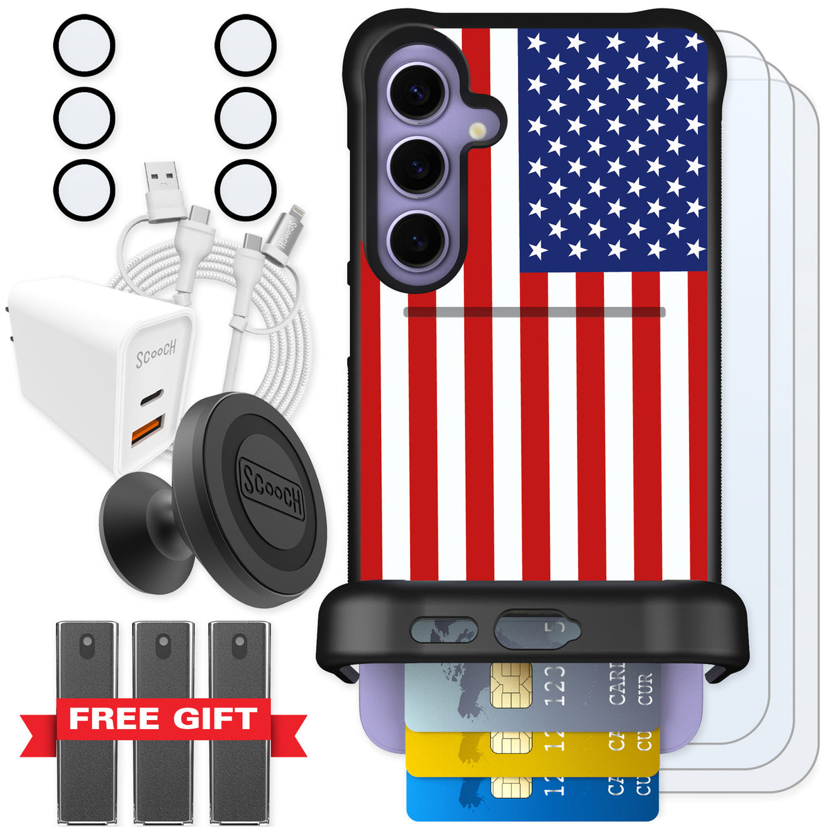 Scooch Wingmate Stars And Stripes for Galaxy S24+ β Ultimate Bundle
