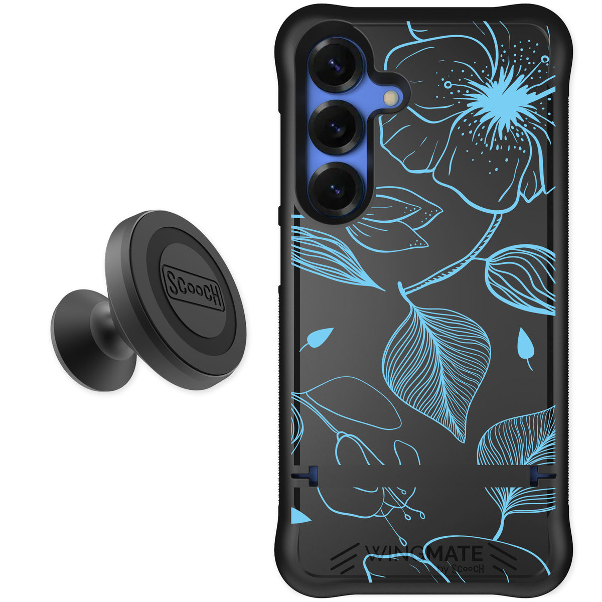 Scooch Wingmate Blue Hibiscus for Galaxy S25 — Starter Bundle