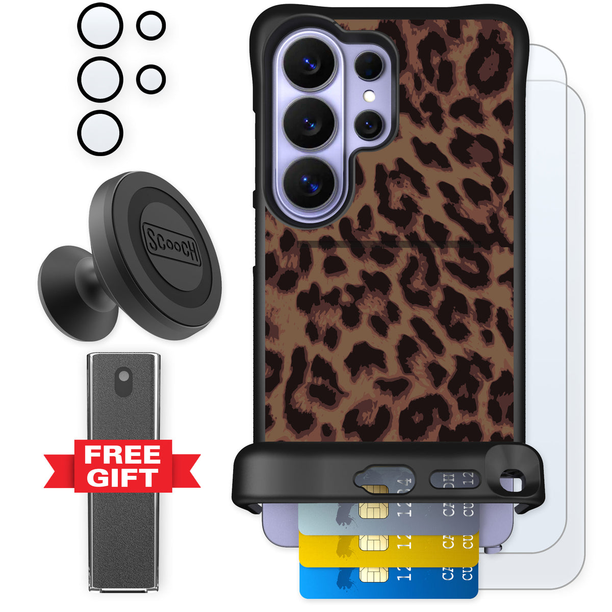 Scooch Wingmate Luxe Leopard for Galaxy S26 Ultra — Defender Bundle