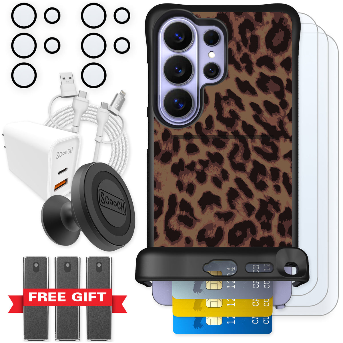 Scooch Wingmate Luxe Leopard for Galaxy S26 Ultra — Ultimate Bundle
